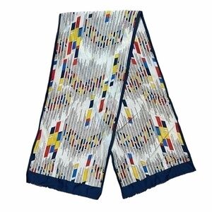 Vintage Mod Striped Long Fringe Scarf